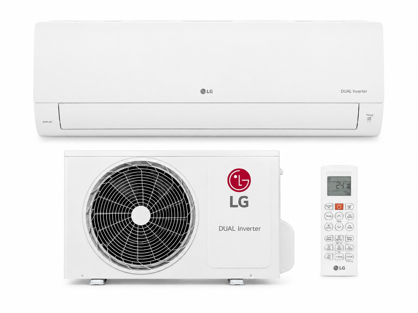 Aire Acondicionado Split LG S3-W120A1DA · 3517 W · 3025 Frigorías · DUAL Inverter AI Air · ThinQ™ WiFi · Soft Air · Frío/Calor · Blanco
